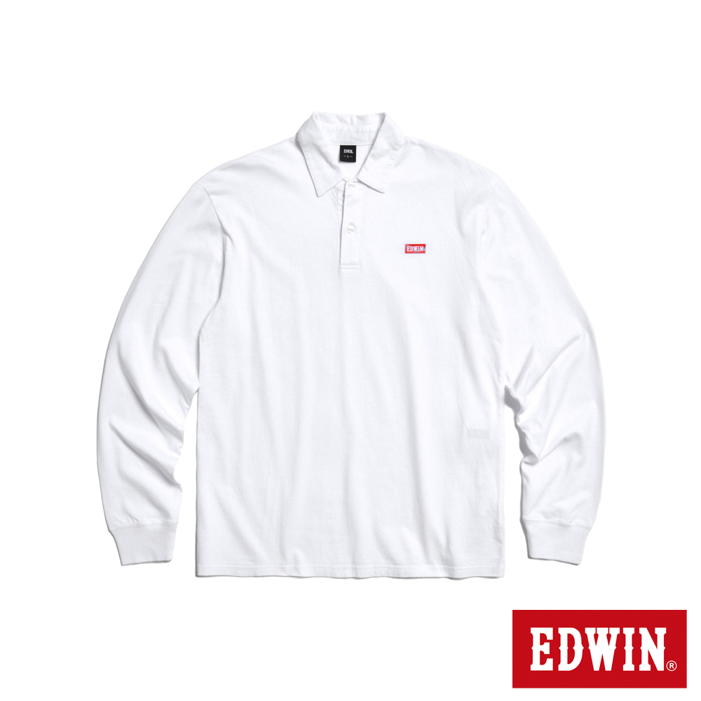 EDWIN 小LOGO薄長袖POLO衫(白色)-男款