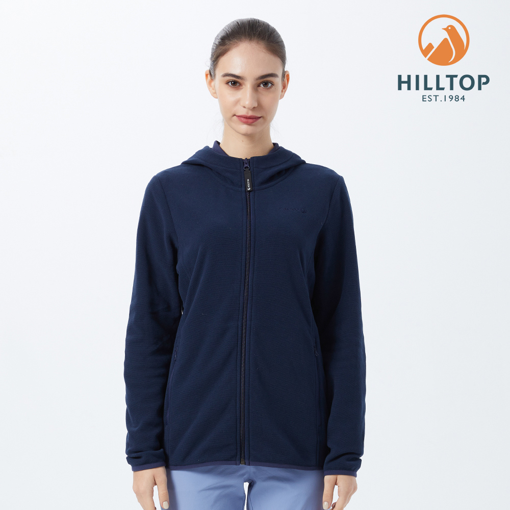 【HILLTOP山頂鳥】 POLARTEC刷毛外套 女款 藍黑｜PH22XFX0ECE0