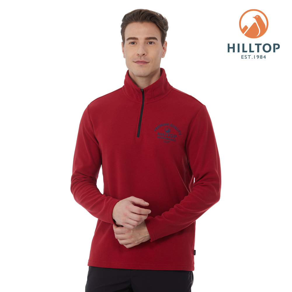 【HILLTOP山頂鳥】 POLARTEC 半開襟刷毛上衣 男款 紅｜PH51XMJ8ECH0