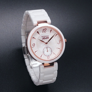 NATURALLY JOJO 青春洋溢時尚優質陶瓷腕錶-白面+玫瑰金-JO96986-81R