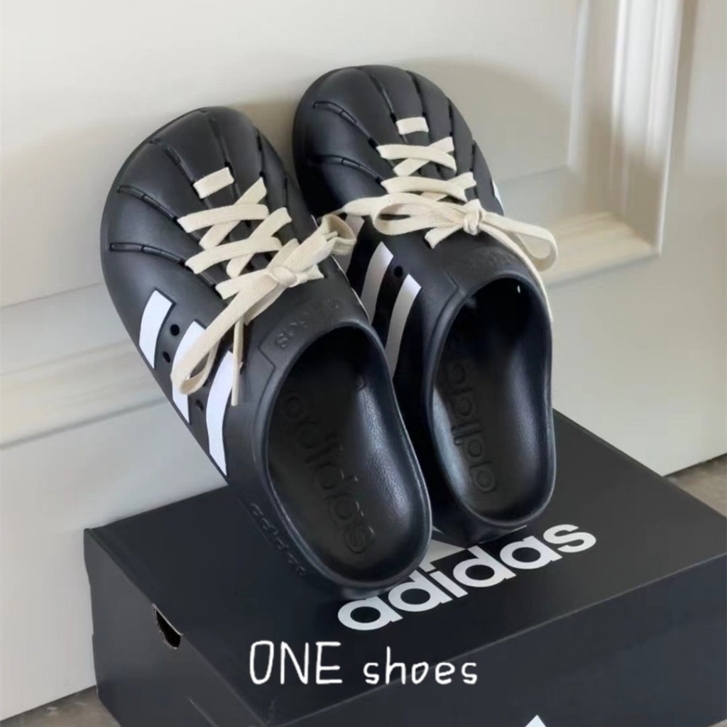 O-s Adidas Adilette Clogs 黑白 男女鞋 拖鞋 洞洞鞋 黑白 GZ5886