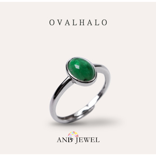 [AND] 祖母綠 戒指 橢圓 6*8mm 蛻變系列 Ovalhalo 珠寶銀飾 安的珠寶