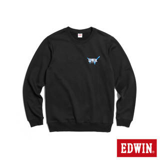 EDWIN 男款 雙色LOGO運動厚長袖T恤(黑色)