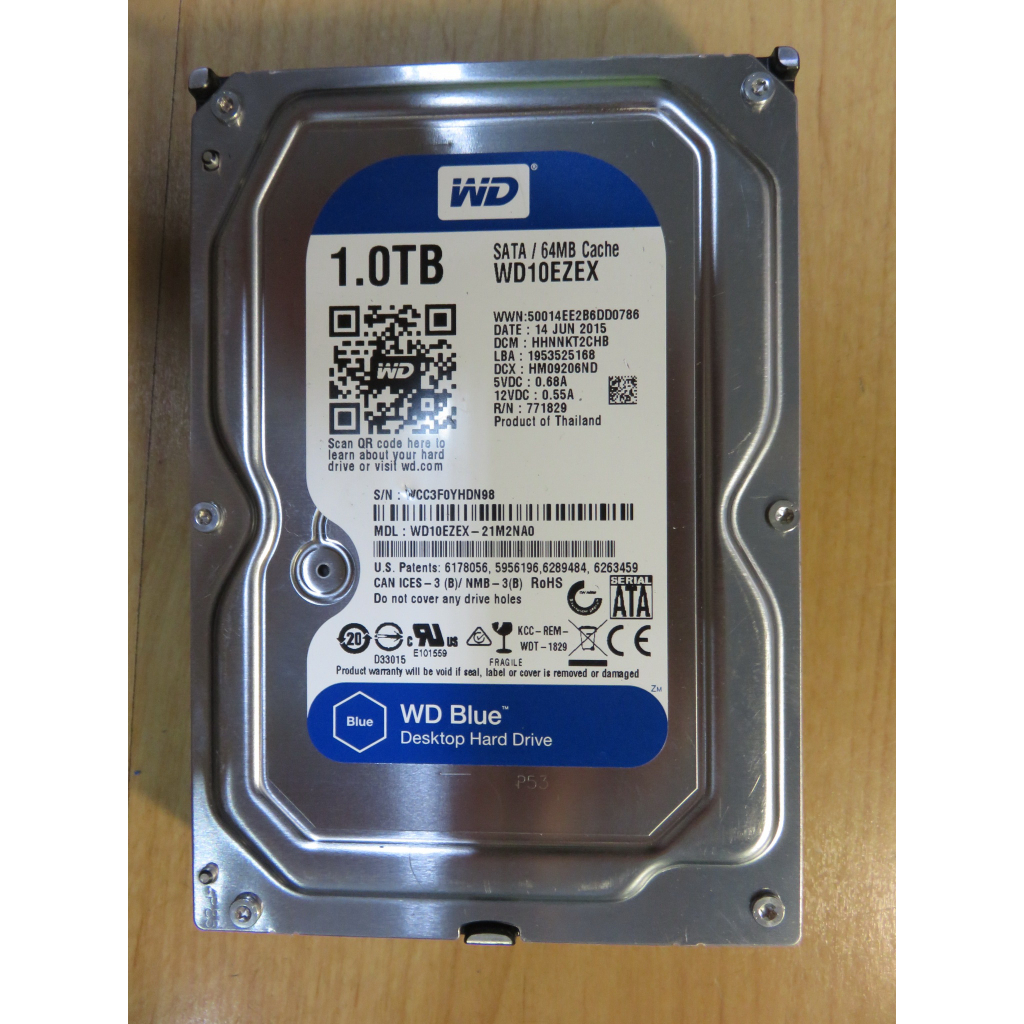 H.硬碟SATA3- WD10EZEX 7200RPM /64MB 快取記憶體 藍標 1TB 1000GB 直購價190
