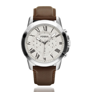 FOSSIL | 羅馬時標計時多功能腕錶 - 米白/白鋼 FS4735