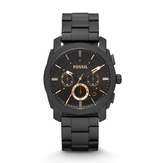 FOSSIL | 粗獷新時尚三眼計時黑鋼腕錶 - 黑 FS4682