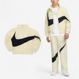 Nike 外套 Swoosh Jacket 男款 防潑水 大勾 風衣外套 立領 寬鬆 黃黑 FB7878113