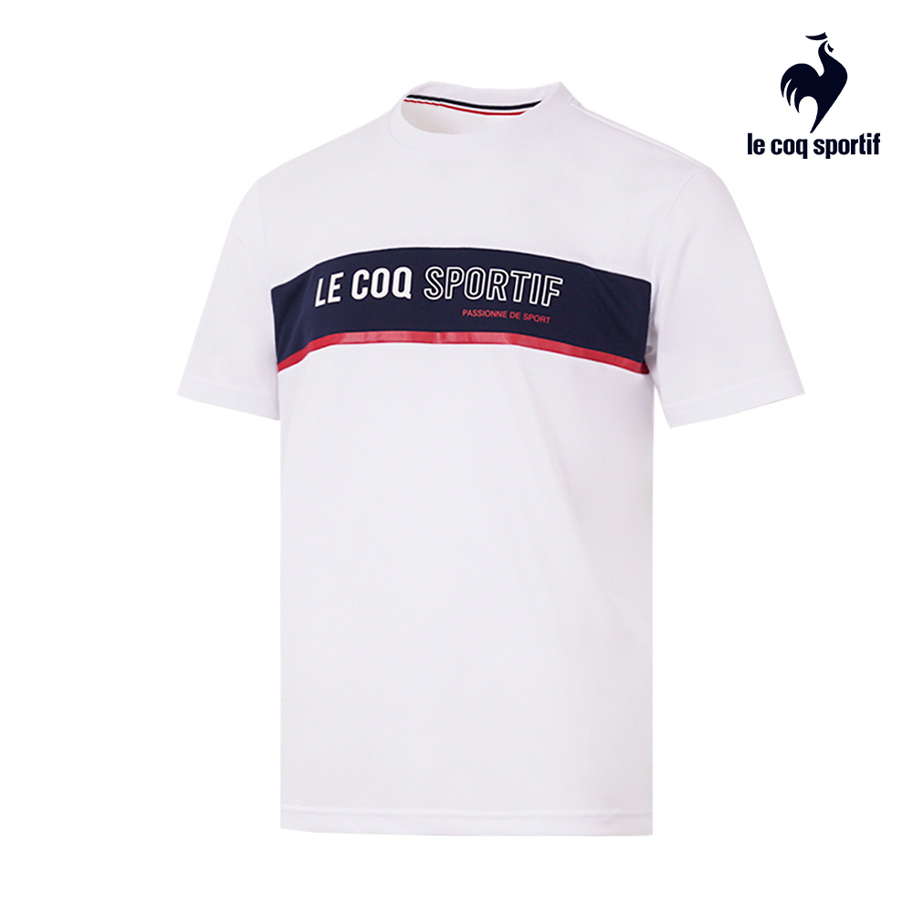 【LE COQ SPORTIF 法國公雞】吸濕排汗休閒基礎短袖T恤-男款-白色-LOS21802