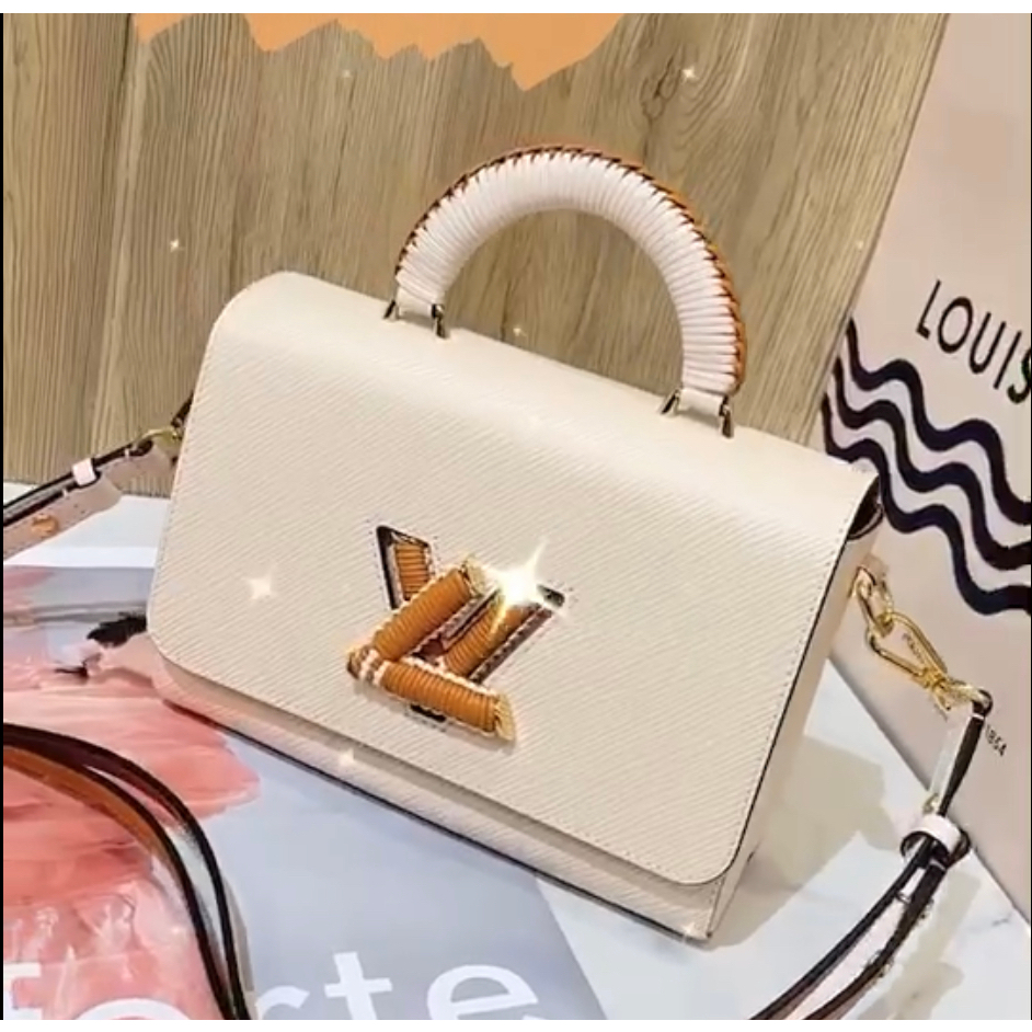 二手旗艦 LOUIS VUITTON LV 白色 牛皮 EPI TWIST 編織手提 斜背包 兩用包 MM(中友店)