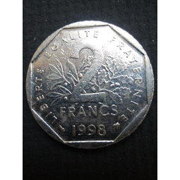 【全球郵幣】法國1998年 2法朗 2 Francs 大硬幣AU