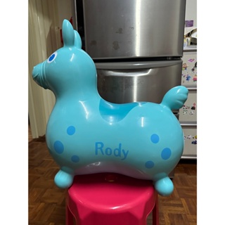 二手~【義大利Rody】跳跳馬 騎乘玩具-顏色粉藍+滑輪板(不分開販售)