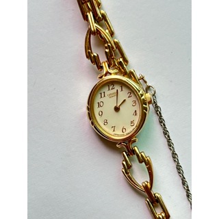 《CITIZEN QUARTZ 星辰》金色圓形古董錶 復古錶鏈條女錶