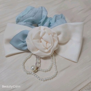 A00311101(新品）韓國玫瑰花葉子造型珍珠水晶墜飾腸圈
