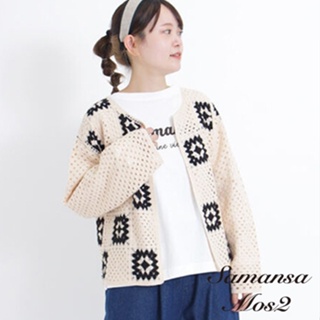 Samansa Mos2 花朵鉤織圖案開襟針織罩衫(FL34L2D0280)