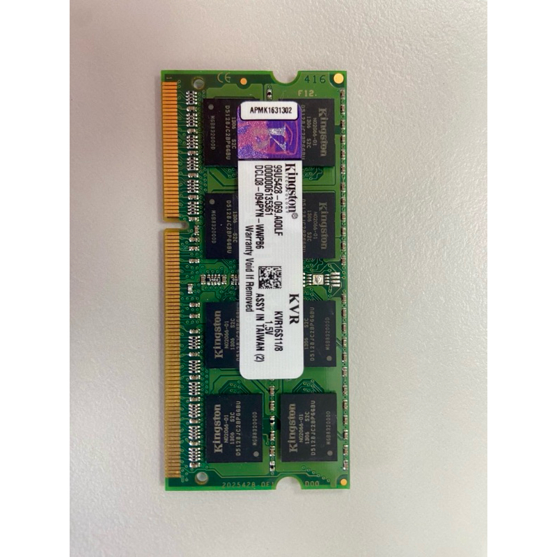 金士頓 Kingston DDR3 1600 8G 筆電記憶體