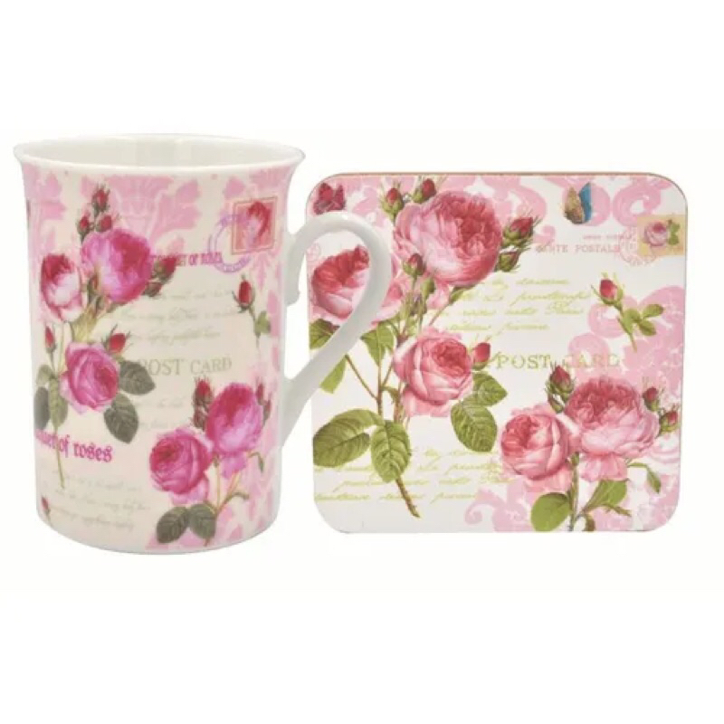 ~~凡爾賽生活精品~~全新日本進口玫瑰花瓷器造型馬克杯.杯墊組