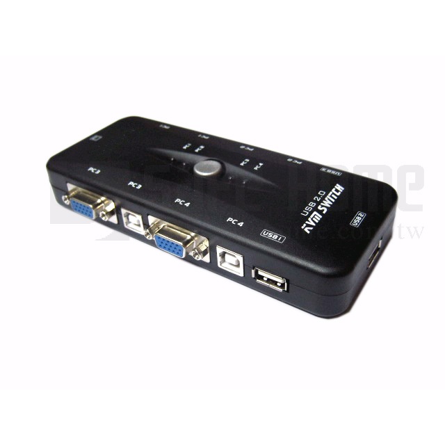 【Safehome】USB KVM 1對4 手動切換器 可用一組螢幕、鍵盤、滑鼠操作四台電腦 SKU104