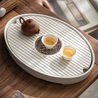 圓形陶瓷茶盤 家用托盤 幹泡台 小型幹泡茶盤 茶海儲水式 茶具 乾濕分離 茶具 茶器茶托 壺承