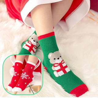 【台灣現貨】嬰幼兒寶寶加厚毛圈聖誕襪 1-3嵗 喜慶