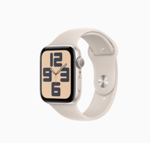 Apple Watch SE2 GPS ; 44mm星光色鋁金屬錶殼搭配星光色運動錶帶S/M _ 台灣公司貨+錶貼＋錶套