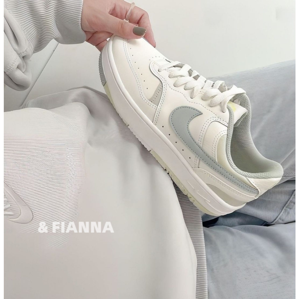 【FianNa】Nike Gamma Force 1 厚底 皮革 低筒 灰白 藍 女款 休閒鞋 DX9176-107