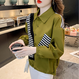 雅麗安娜 上衣 長袖襯衫 外套 S-2XL時尚假兩件拼接純棉韓版寬鬆洋氣襯衫N245-1731.