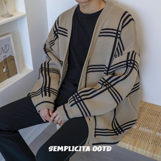 【SEMPLICITA】韓國 厚磅 針織 毛衣 罩衫 條紋毛衣 寬鬆版型 韓國小哥哥 穿搭 長袖毛衣