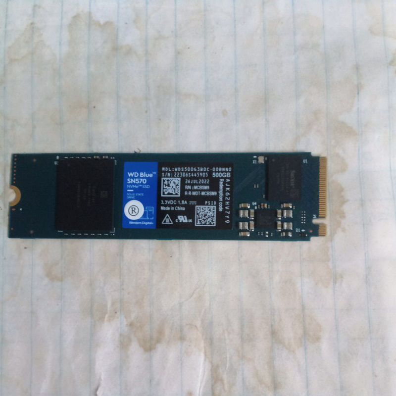 福利品 WD Blue SN570 Nvme pcie m.2 SSD 500G