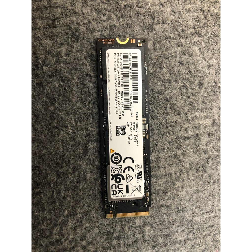 SSD PCIe Gen4x4 NVMe M.2 SAMSUNG(三星) 1TB新機拆下PM9A1