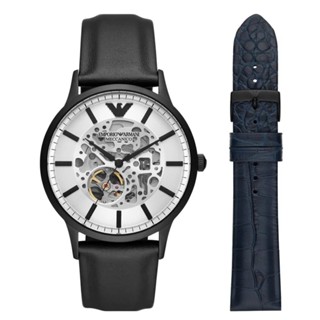 【EMPORIO ARMANI】Meccanico 潮流風尚鏤空機械錶套裝組 AR80060 43mm 現代鐘錶