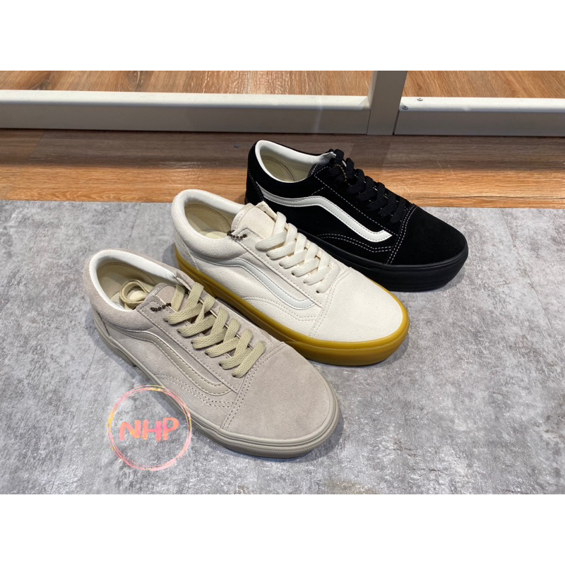 Vans old skool chky 日線 厚底 麂皮 黑白 米白 膠底 米灰 休閒 復古