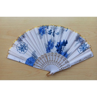 全新中國風青花瓷絲綢折疊扇 手扇 扇子