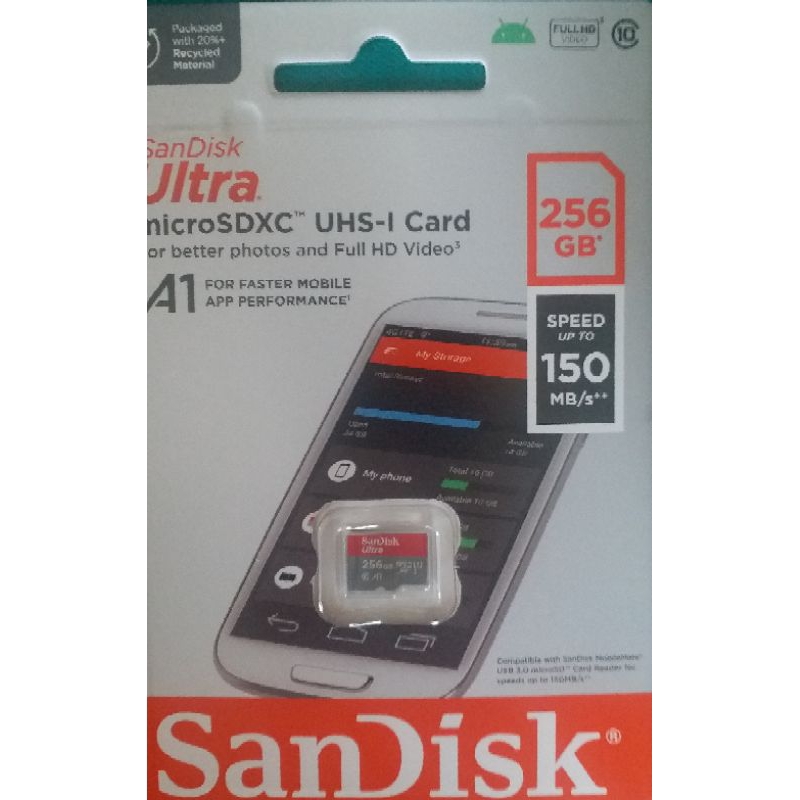 展碁終保SanDisk 256GB Ultra microSDXC UHS-I A1 150MB/s 升級版