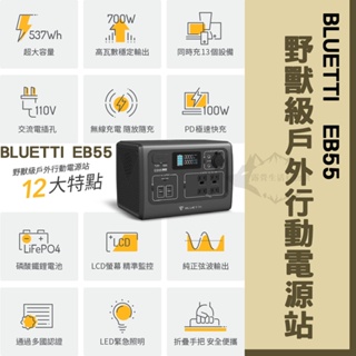 BLUETTI EB55 野獸級戶外行動電源站 戶外儲能電源+收納袋【露營生活好物網】