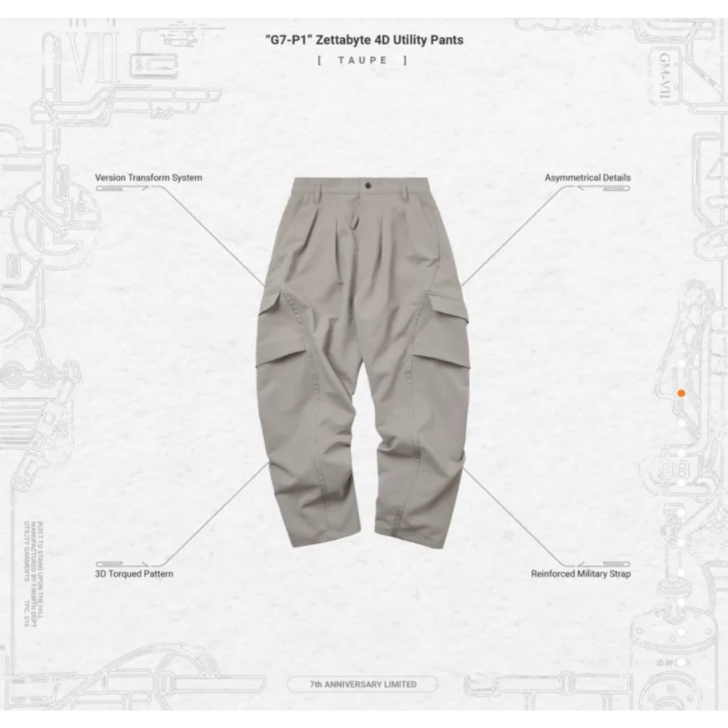 GOOPI “G7-P1” Zettabyte 4D Utility Pants - Taupe一號