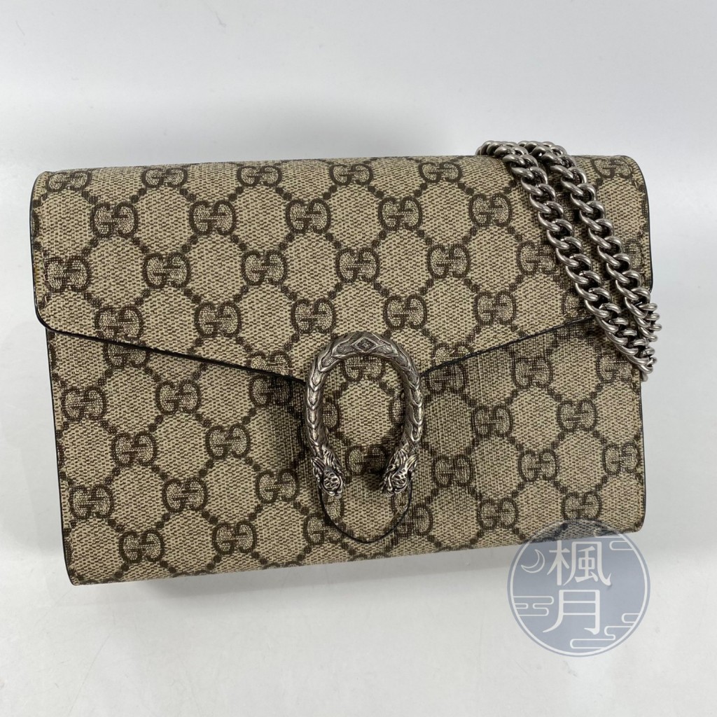 BRAND楓月  GUCCI 古馳 401231 棕色原花GG紋酒神WOC 斜背包 精品包 配件 皮件