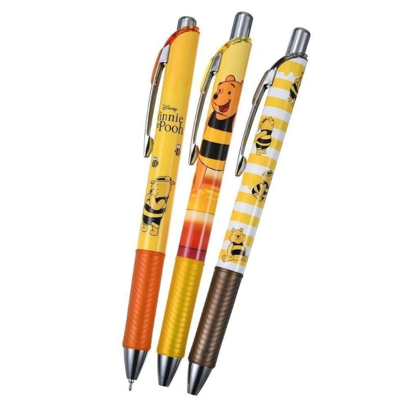 ［啾咪 日本代購］日本東京迪士尼商店~可愛3款不同小熊維尼的原子筆（速乾）、尺吋：3支黑筆/1盒