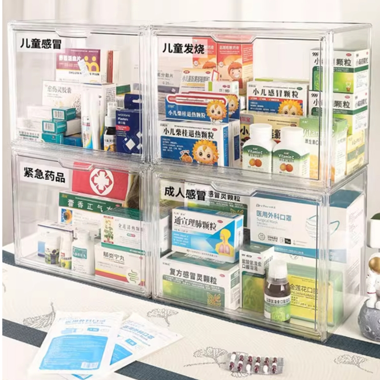 現貨醫藥箱家庭裝大容量透明家用醫療箱藥品收納盒大桌面放藥物收納櫃