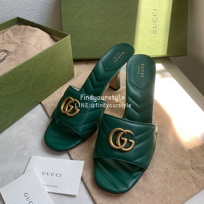 Findyourstyle 正品代購 GUCCI MARMONT 高跟涼鞋綠色