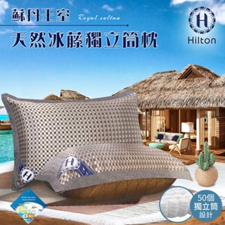 Hilton希爾頓 蘇丹王室 冰藤吸濕排汗獨立筒萊賽爾枕 咖啡色(B0111-B)