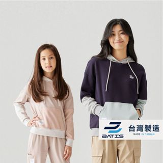 BATIS 巴帝斯 秋冬臺灣製撞色刷毛厚帽T / 現貨 W331044 兒童上衣 運動上衣 長袖上衣 上衣 W33