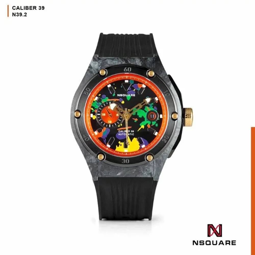 ⏰愛時⏰NSQUARE MultiColored 多彩多姿系列 G0543-N39.2 碳纖維 自動機械錶 炫彩黑