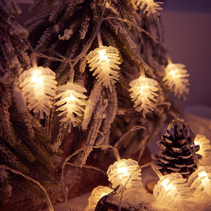 露營燈 露營燈串 聖誕節燈 松果燈 露營裝飾 裝電池 暖色 白色露營燈 氣氛燈