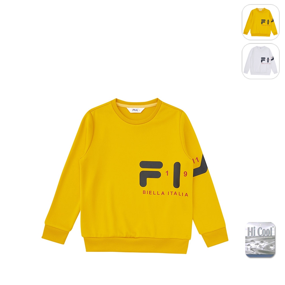 【FILA】KIDS 孩童款 吸濕排汗 長袖上衣-黃色 1TEW-8312-YE