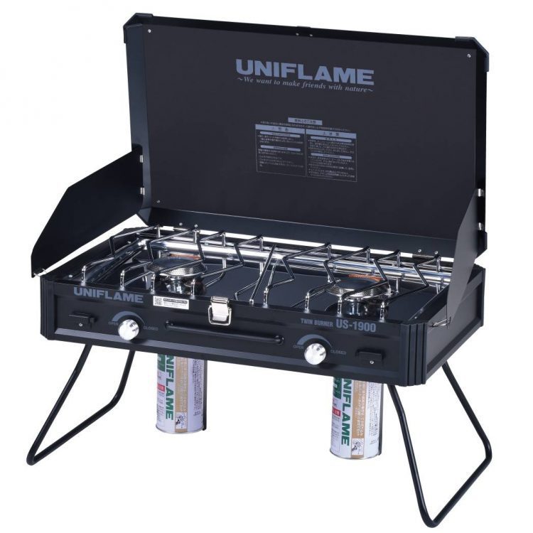 【UNIFLAME】戶外休閒爐 US-1900 黑色限定款 U610350 雙口爐 戶外爐 野炊爐【懂露營】