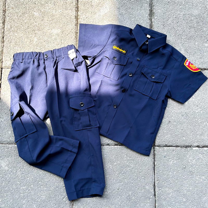 現貨🇹🇼台灣製造 訂製款 短袖兒童警察制服 縮小版特勤維安小組臂章 褲子襯衫口袋 深藍 藏青