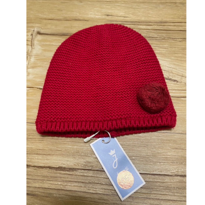 全新🎀Jacadi小毛球紅色針織帽 12m 47cm