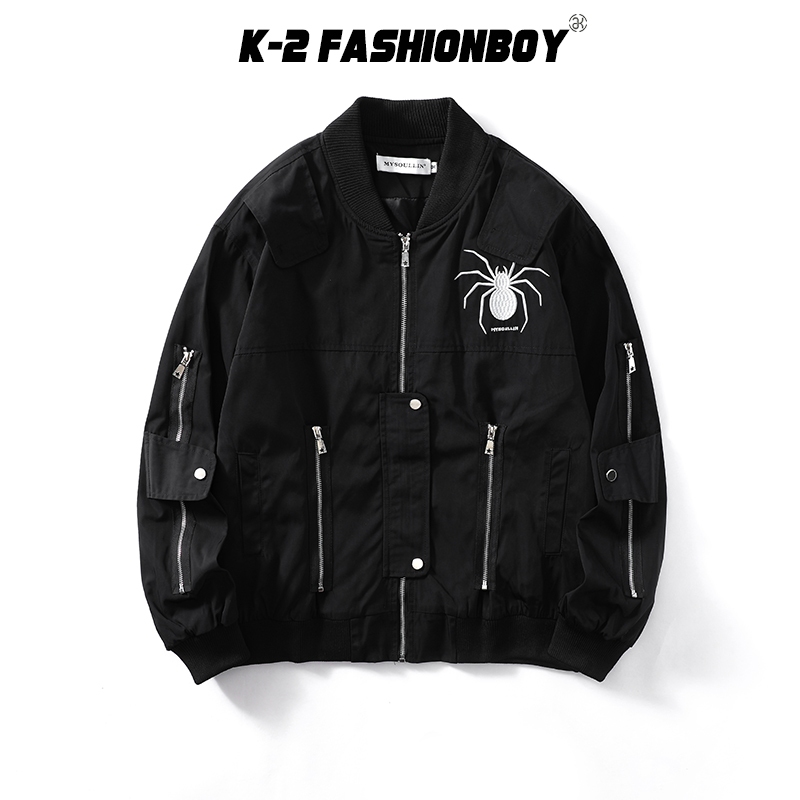 【K-2】DARK 工裝外套 機能外套 蜘蛛刺繡 多拉鏈 MA1 外套 戰術外套 K2 TRAP【DWT305】