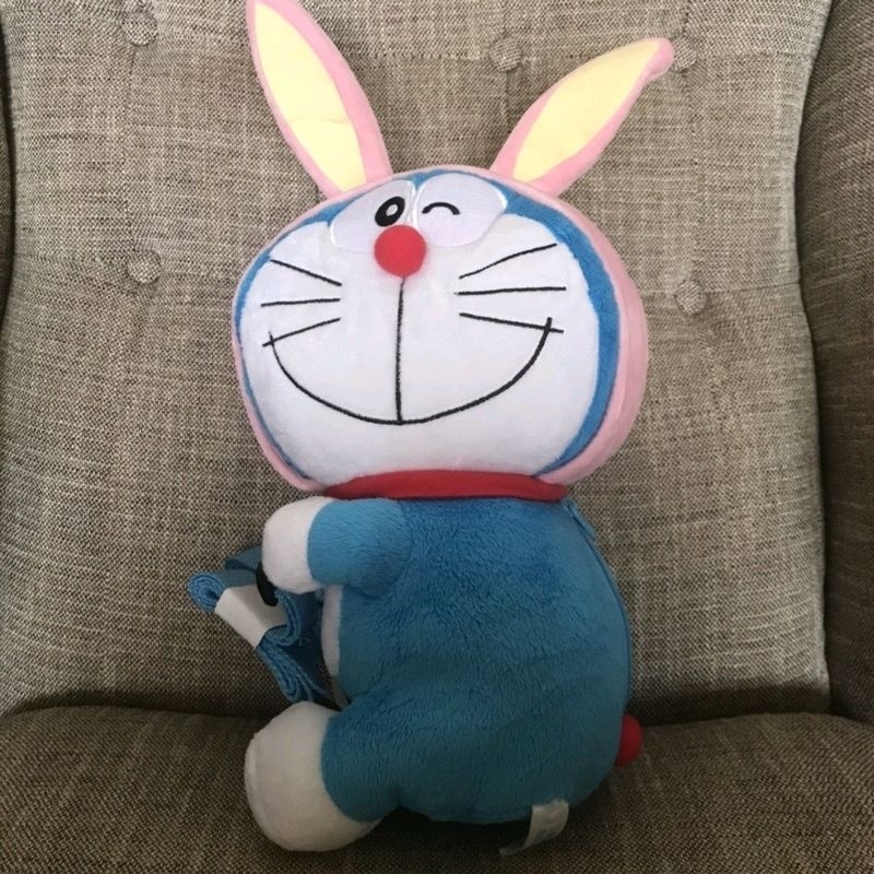 日本景品 哆啦a夢 月球探測記 小叮噹 SEGA 後背包 造型背包 零錢包 小背包 兔耳哆啦 月兔 兔子 娃娃 娃娃背包