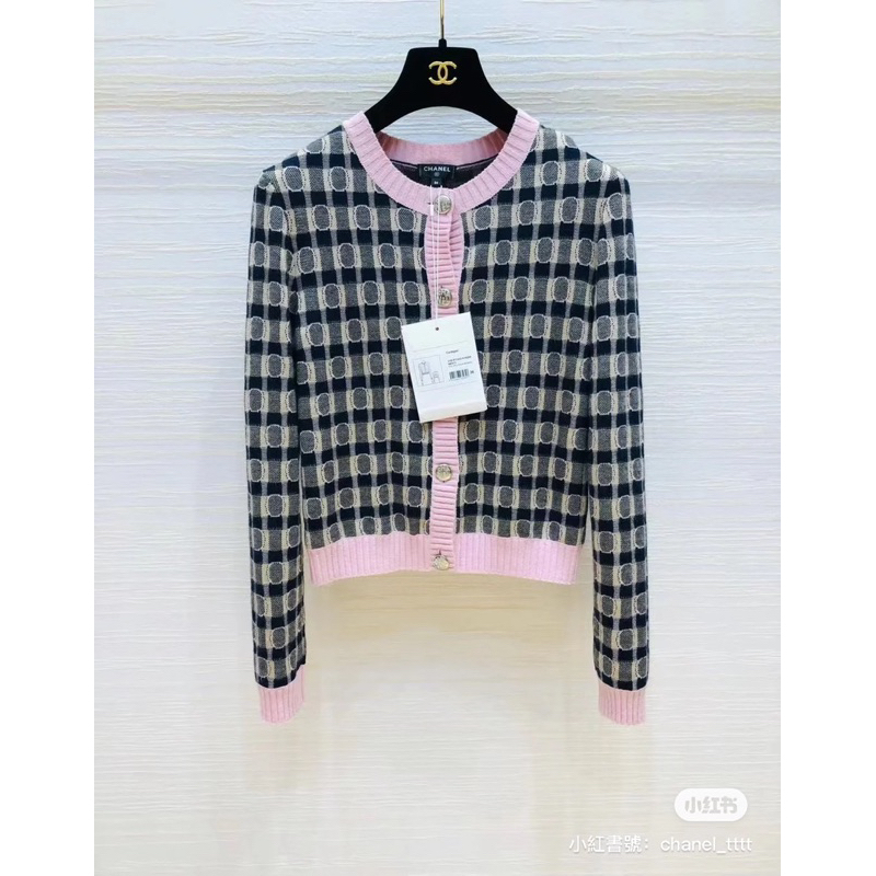 Chanel 海軍風粉色針織毛衣/小外套 38碼 二手正品